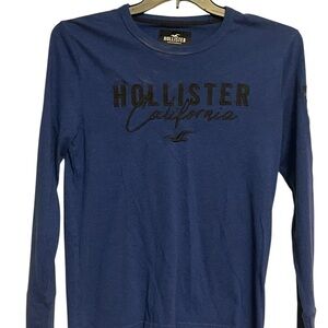 Men’s Hollister Sz XS Long Sleeve Shirt Blue Crew Neck